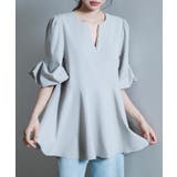 グレー | パール付きキーネックブラウス | SAISON DE PAPILLON