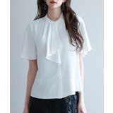 ホワイト | ボウタイネックフレアスリーブブラウス | SAISON DE PAPILLON