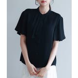 ブラック | ボウタイネックフレアスリーブブラウス | SAISON DE PAPILLON