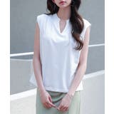 ホワイト | スタンドキーネックタックカットソートップス | SAISON DE PAPILLON