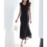 ブラック | ドットシフォンロング丈ワンピース | SAISON DE PAPILLON