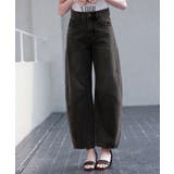 ブラック | ヴィンテージ加工バレルレッグデニム | SAISON DE PAPILLON 