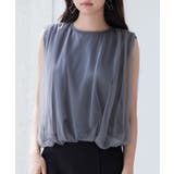 チャコール | ふんわりチュールノースリーブブラウス | SAISON DE PAPILLON