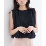 ブラック | ふんわりチュールノースリーブブラウス | SAISON DE PAPILLON