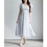 グレー | ふんわり花柄シフォンロングワンピース | SAISON DE PAPILLON 