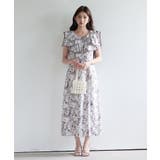 ラッフルカラー花柄ロングワンピース | SAISON DE PAPILLON  | 詳細画像6 