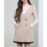 ベージュ | ノーカラーダブルブレストベスト | SAISON DE PAPILLON