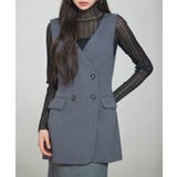 チャコール | ノーカラーダブルブレストベスト | SAISON DE PAPILLON