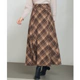 ブラウン | チェック柄ハイウェイトロング丈スカート | SAISON DE PAPILLON