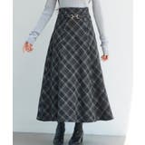 ブラック | チェック柄ハイウェイトロング丈スカート | SAISON DE PAPILLON