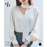 取り外し可能なボウタイリボンフリンジブラウス | SAISON DE PAPILLON | 詳細画像1