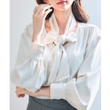 取り外し可能なボウタイリボンフリンジブラウス | SAISON DE PAPILLON | 詳細画像13