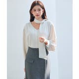 取り外し可能なボウタイリボンフリンジブラウス | SAISON DE PAPILLON | 詳細画像6