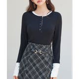 ブラック | レイヤードドッキングヘンリーネックカットソー | SAISON DE PAPILLON