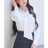 ホワイト | パール付き ボウタイブラウス | SAISON DE PAPILLON