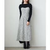 ブラック | 配色切り替えリブロングワンピース | SAISON DE PAPILLON