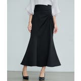 ブラック | サイドギャザーハイウエストスカート | SAISON DE PAPILLON