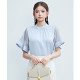 スタンドカラーサテンギャザーブラウス | SAISON DE PAPILLON | 詳細画像13