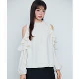 ライトベージュ | オープンショルダーフリルブラウス | SAISON DE PAPILLON 
