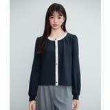 ネイビー | バイカラータックブラウス | SAISON DE PAPILLON 