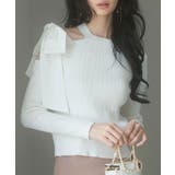 アイボリー | ワンショルダービッグリボンリブニット | SAISON DE PAPILLON