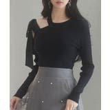 ブラック | ワンショルダービッグリボンリブニット | SAISON DE PAPILLON