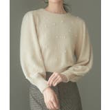 ベージュ | パール付きシャギー素材ニットプルオーバー | SAISON DE PAPILLON