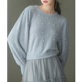 ブルーグレー | パール付きシャギー素材ニットプルオーバー | SAISON DE PAPILLON