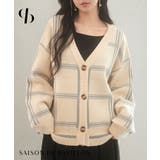 ビッグチェック柄ミドル丈ニットカーディガン | SAISON DE PAPILLON | 詳細画像1