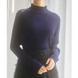 ネイビー | 太めリブ編みプチハイネックニットプルオーバー | SAISON DE PAPILLON