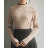 ピンクベージュ | 太めリブ編みプチハイネックニットプルオーバー | SAISON DE PAPILLON