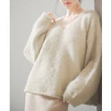 ベージュ | 深めVネックドロップショルダーニットプルオーバー | SAISON DE PAPILLON 