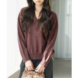 ダークブラウン | キーネックドロップショルダーニット | SAISON DE PAPILLON