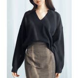 ブラック | キーネックドロップショルダーニット | SAISON DE PAPILLON