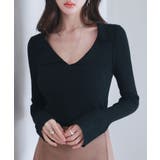 リブ編みポロネックニットプルオーバー | SAISON DE PAPILLON | 詳細画像20