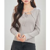 ベージュ | レイヤード風リブ編みニットトップス | SAISON DE PAPILLON