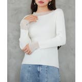 アイボリー | シアドッギング長袖リブニットトップス | SAISON DE PAPILLON