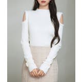 アイボリー | カットアウェイ・ショルダーボトルネックリブニット | SAISON DE PAPILLON