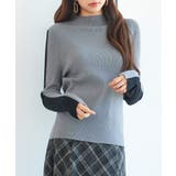 グレー | 袖配色 ボトル・ネックリブニットプルオーバー | SAISON DE PAPILLON