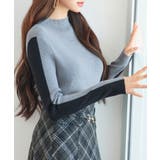 袖配色 ボトル・ネックリブニットプルオーバー | SAISON DE PAPILLON | 詳細画像34