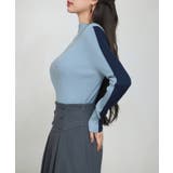 袖配色 ボトル・ネックリブニットプルオーバー | SAISON DE PAPILLON | 詳細画像3