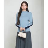 袖配色 ボトル・ネックリブニットプルオーバー | SAISON DE PAPILLON | 詳細画像6