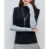 袖配色 ボトル・ネックリブニットプルオーバー | SAISON DE PAPILLON | 詳細画像15