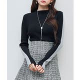 袖配色 ボトル・ネックリブニットプルオーバー | SAISON DE PAPILLON | 詳細画像20