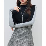 袖配色 ボトル・ネックリブニットプルオーバー | SAISON DE PAPILLON | 詳細画像22