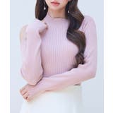 ピンク | オブリーク・ネック風ニットトッブス | SAISON DE PAPILLON