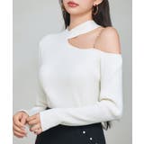 アイボリー | オブリーク・ネック風ニットトッブス | SAISON DE PAPILLON