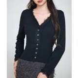 ブラック | ハイウエストショート丈ニットカーディガン | SAISON DE PAPILLON