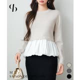 異素材フリルバルーンペプラムニットトップス | SAISON DE PAPILLON | 詳細画像1