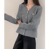 Vネックのショート丈ニットカーディガン | SAISON DE PAPILLON  | 詳細画像7 